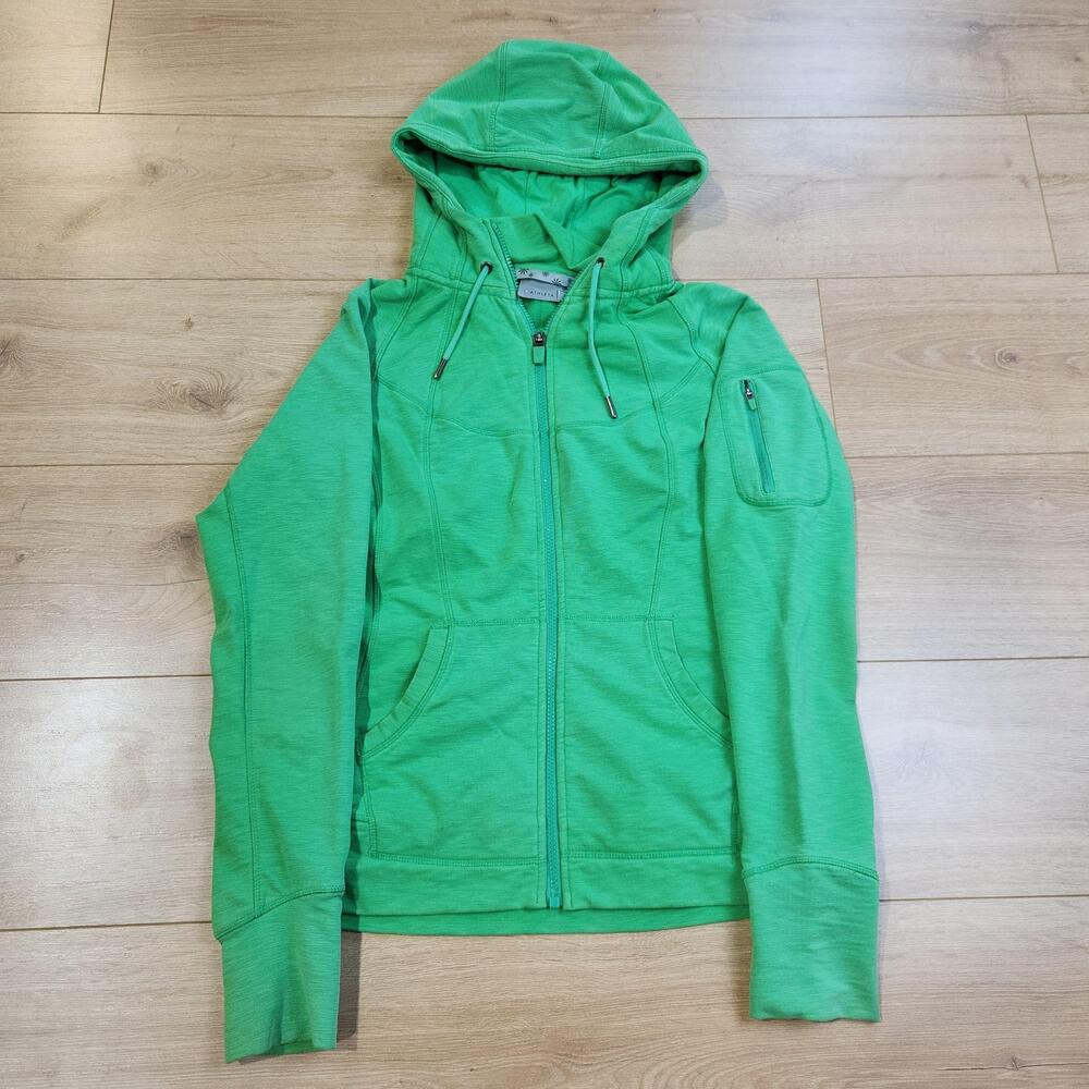 Athleta Slub Stregth Hoodie Womens Medium Green Full Zip Athletic Jacket